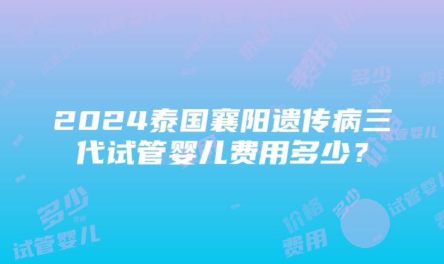 2024泰国襄阳遗传病三代试管婴儿费用多少？