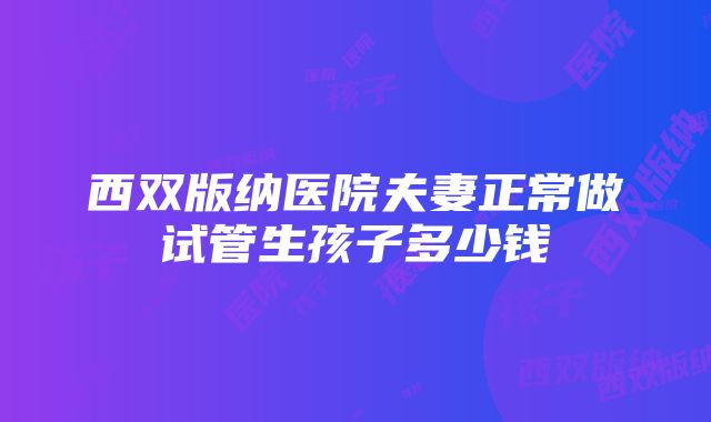 西双版纳医院夫妻正常做试管生孩子多少钱