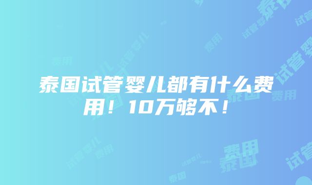 泰国试管婴儿都有什么费用！10万够不！