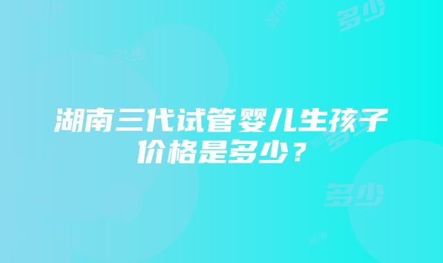 湖南三代试管婴儿生孩子价格是多少？