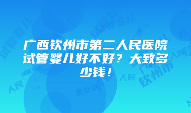 广西钦州市第二人民医院试管婴儿好不好？大致多少钱！