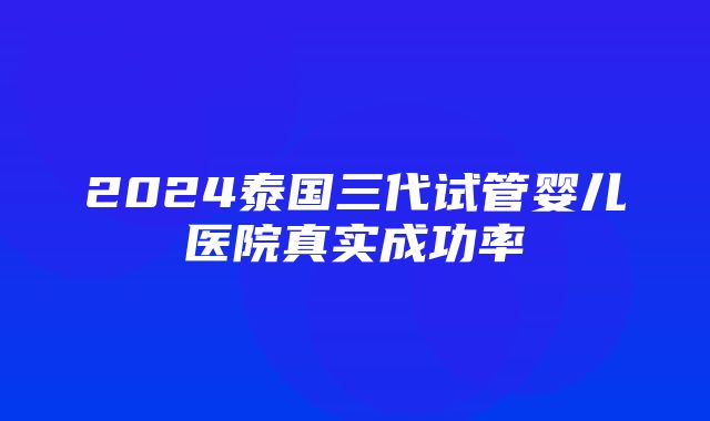 2024泰国三代试管婴儿医院真实成功率