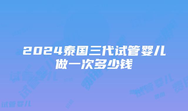 2024泰国三代试管婴儿做一次多少钱