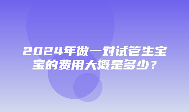 2024年做一对试管生宝宝的费用大概是多少？