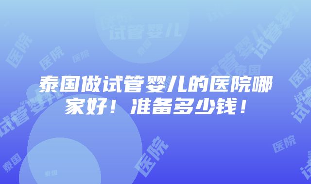 泰国做试管婴儿的医院哪家好！准备多少钱！