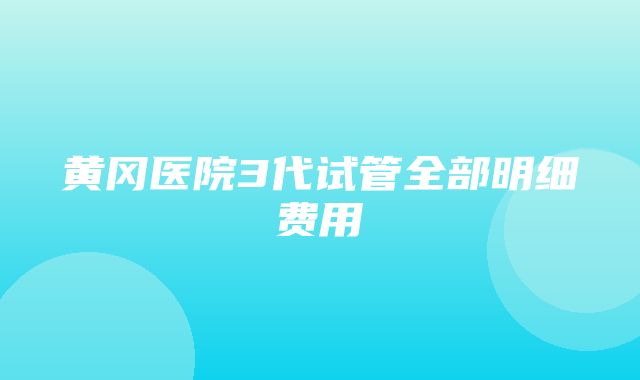 黄冈医院3代试管全部明细费用