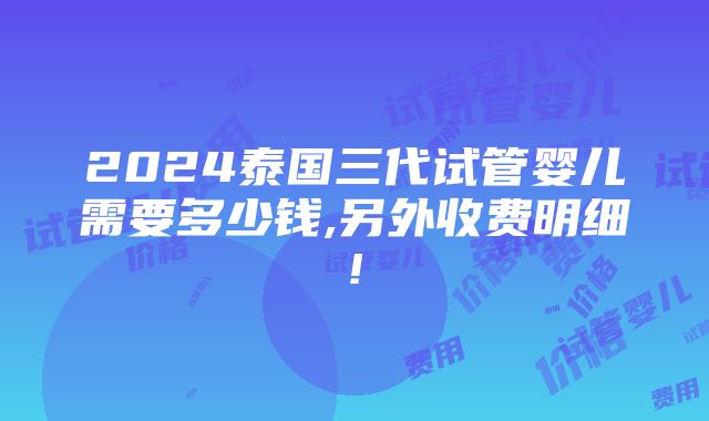 2024泰国三代试管婴儿需要多少钱,另外收费明细!