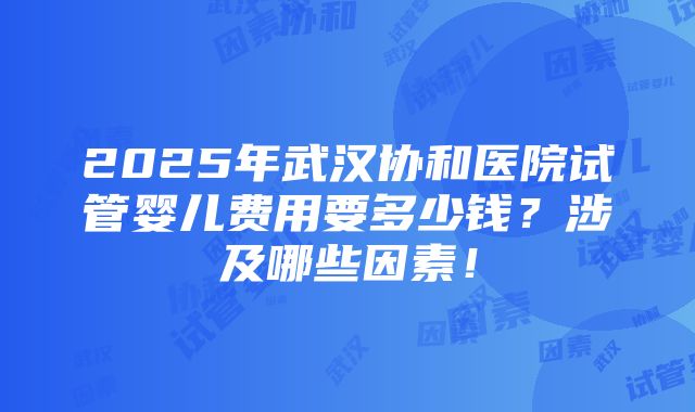 2025年武汉协和医院试管婴儿费用要多少钱？涉及哪些因素！