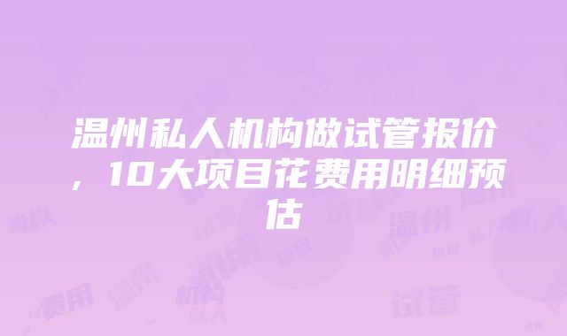 温州私人机构做试管报价，10大项目花费用明细预估