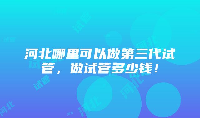 河北哪里可以做第三代试管，做试管多少钱！