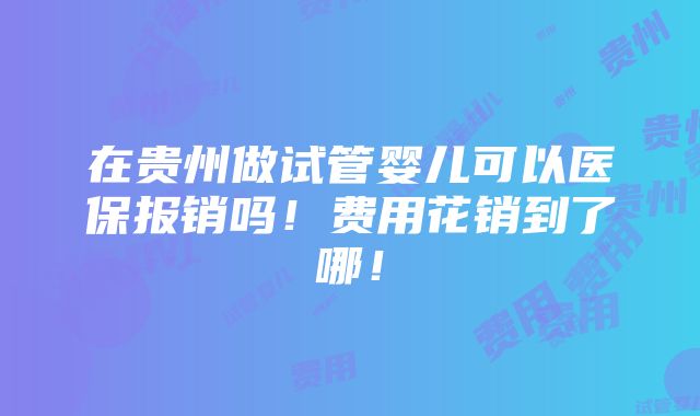 在贵州做试管婴儿可以医保报销吗！费用花销到了哪！