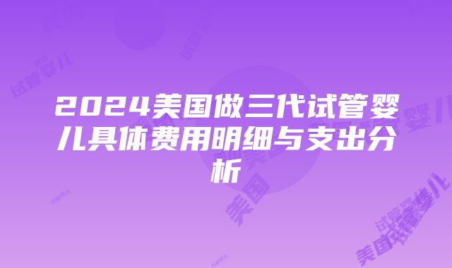 2024美国做三代试管婴儿具体费用明细与支出分析