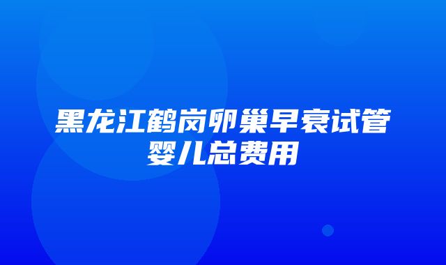 黑龙江鹤岗卵巢早衰试管婴儿总费用