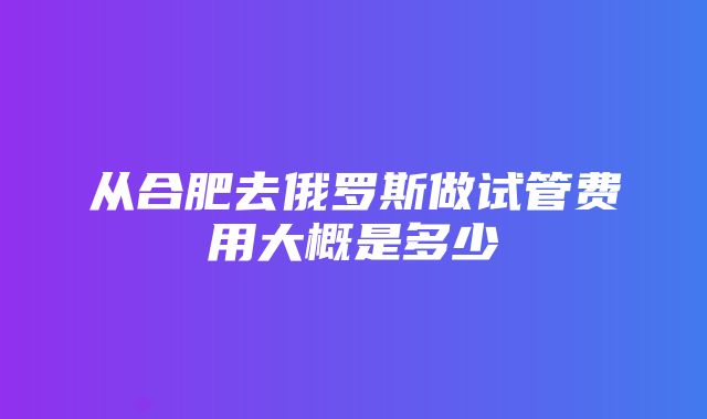 从合肥去俄罗斯做试管费用大概是多少