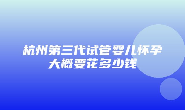 杭州第三代试管婴儿怀孕大概要花多少钱