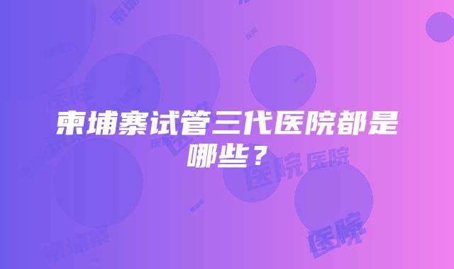 柬埔寨试管三代医院都是哪些？