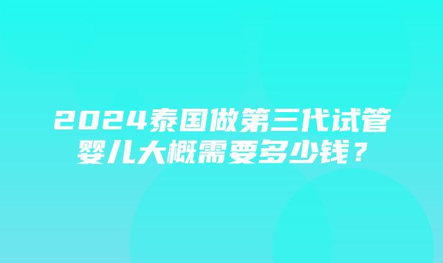 2024泰国做第三代试管婴儿大概需要多少钱？