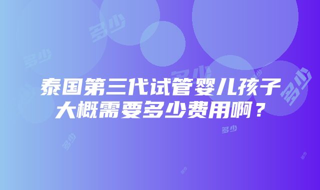 泰国第三代试管婴儿孩子大概需要多少费用啊？