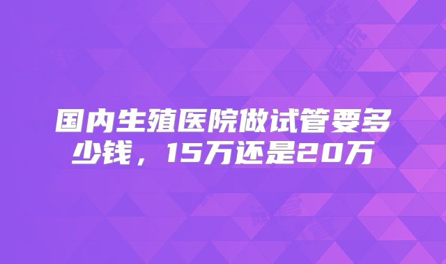 国内生殖医院做试管要多少钱，15万还是20万