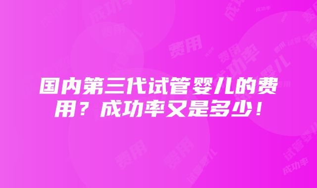 国内第三代试管婴儿的费用？成功率又是多少！