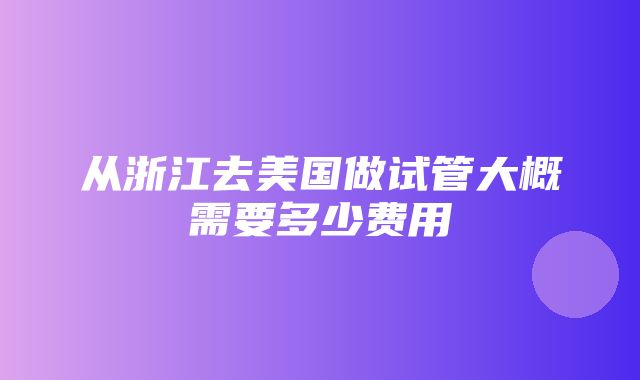 从浙江去美国做试管大概需要多少费用