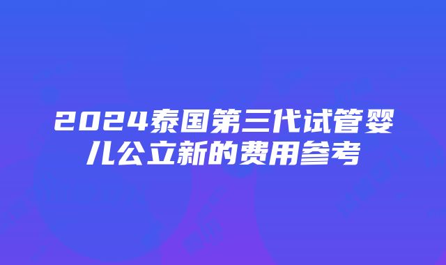 2024泰国第三代试管婴儿公立新的费用参考