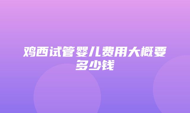 鸡西试管婴儿费用大概要多少钱