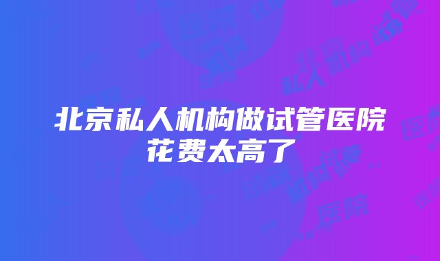 北京私人机构做试管医院花费太高了