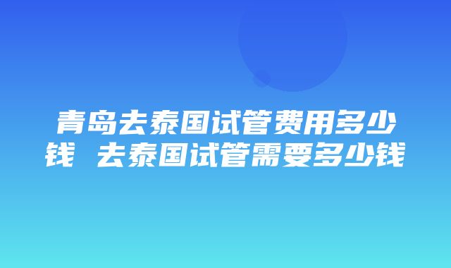 青岛去泰国试管费用多少钱 去泰国试管需要多少钱