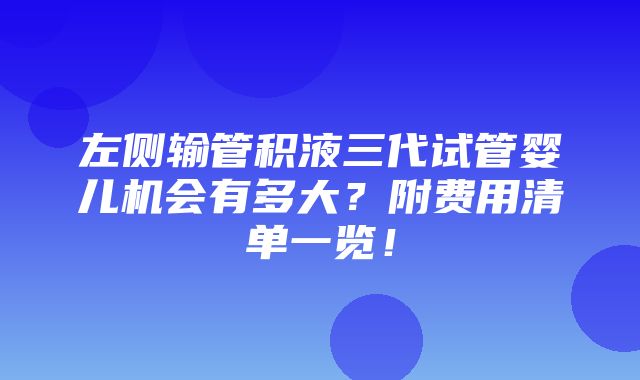 左侧输管积液三代试管婴儿机会有多大？附费用清单一览！