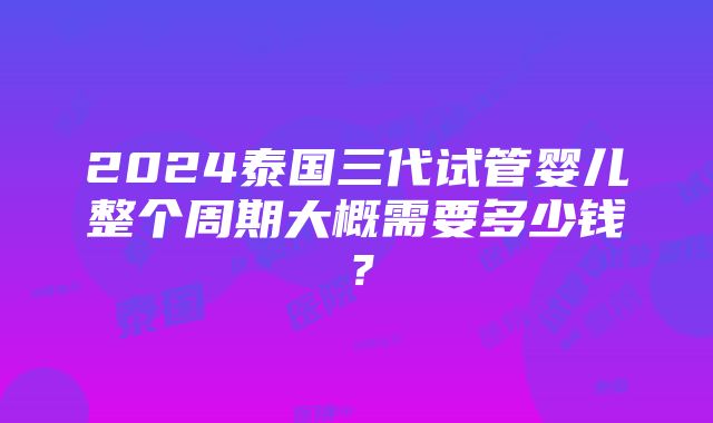 2024泰国三代试管婴儿整个周期大概需要多少钱？