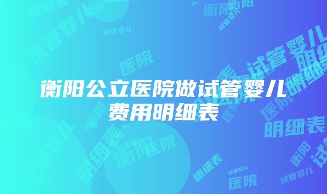 衡阳公立医院做试管婴儿费用明细表