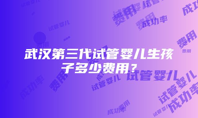 武汉第三代试管婴儿生孩子多少费用？