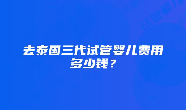 去泰国三代试管婴儿费用多少钱？