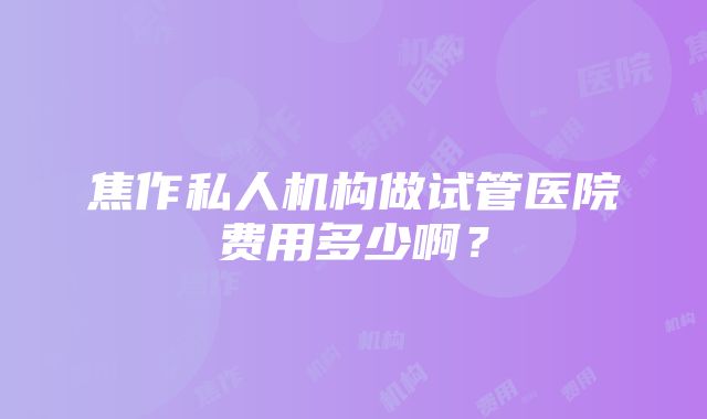 焦作私人机构做试管医院费用多少啊？