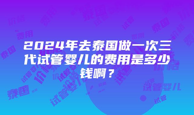 2024年去泰国做一次三代试管婴儿的费用是多少钱啊？