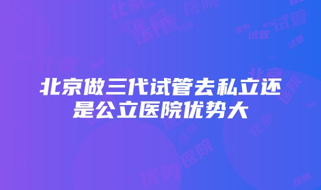 北京做三代试管去私立还是公立医院优势大