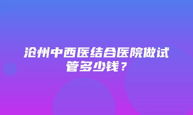 沧州中西医结合医院做试管多少钱？