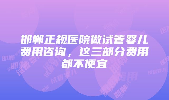 邯郸正规医院做试管婴儿费用咨询，这三部分费用都不便宜