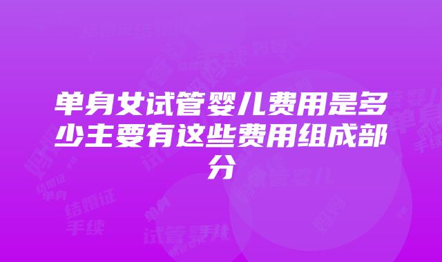 单身女试管婴儿费用是多少主要有这些费用组成部分