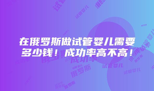 在俄罗斯做试管婴儿需要多少钱！成功率高不高！