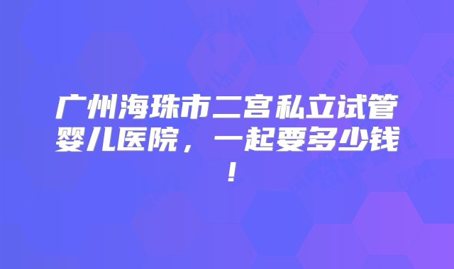 广州海珠市二宫私立试管婴儿医院，一起要多少钱！