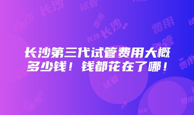 长沙第三代试管费用大概多少钱！钱都花在了哪！