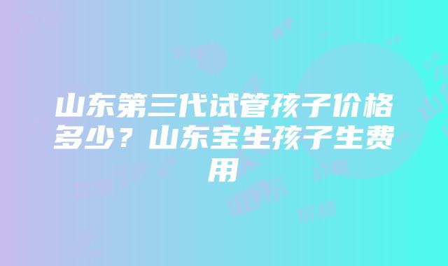 山东第三代试管孩子价格多少？山东宝生孩子生费用