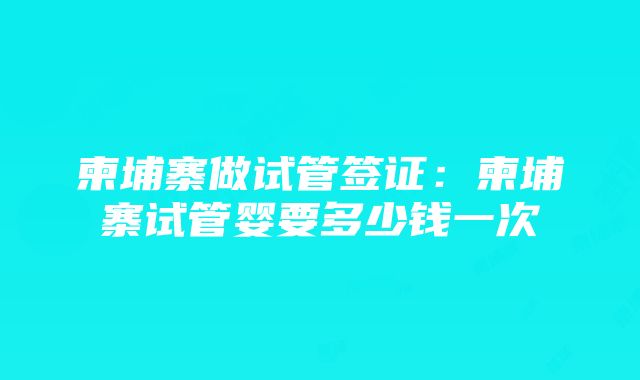 柬埔寨做试管签证：柬埔寨试管婴要多少钱一次