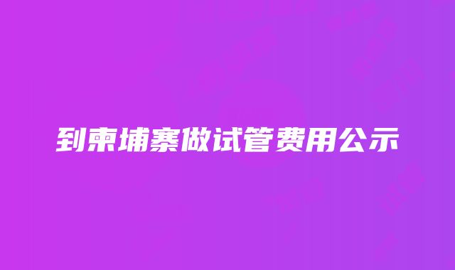 到柬埔寨做试管费用公示