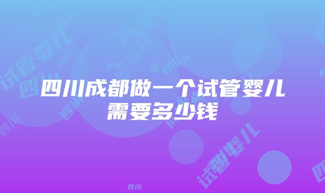 四川成都做一个试管婴儿需要多少钱