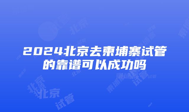 2024北京去柬埔寨试管的靠谱可以成功吗