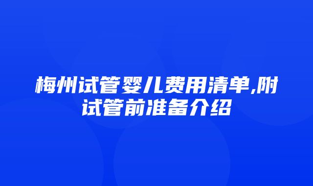 梅州试管婴儿费用清单,附试管前准备介绍