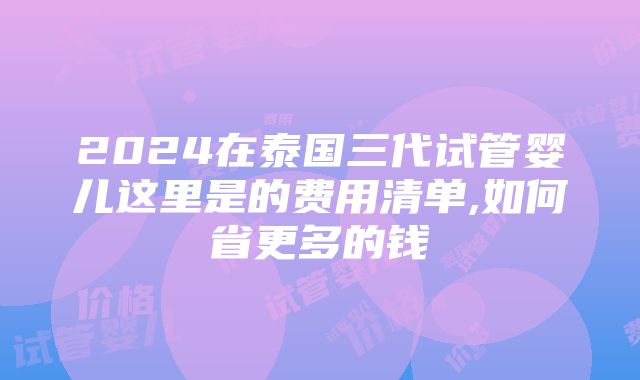 2024在泰国三代试管婴儿这里是的费用清单,如何省更多的钱